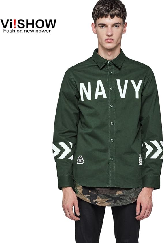 Viishow 男性 シャツ 長袖 ブランド 高級手紙 プリント シャツ メンズビジネスシャツ スリム フィット コットン ブラウス シャツ 通販 Amazon