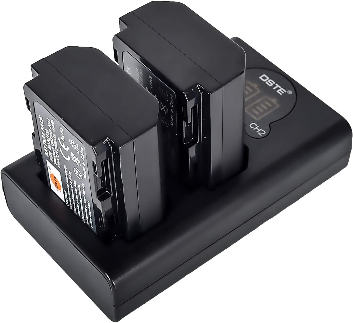 DSTE NP-FZ100 FZ100 Rechargerable Battery (2-Pack) and Smart LED Dual USB Charger Compatible with Sony Alpha 9 A9 A9S Alpha 9R A9R A7II A7RIII ILCE-7RM3