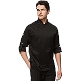 Guolamy Men's Chef Coat Professional Chef Jacket Zipper with Cool Vent Side Panels 2947M
