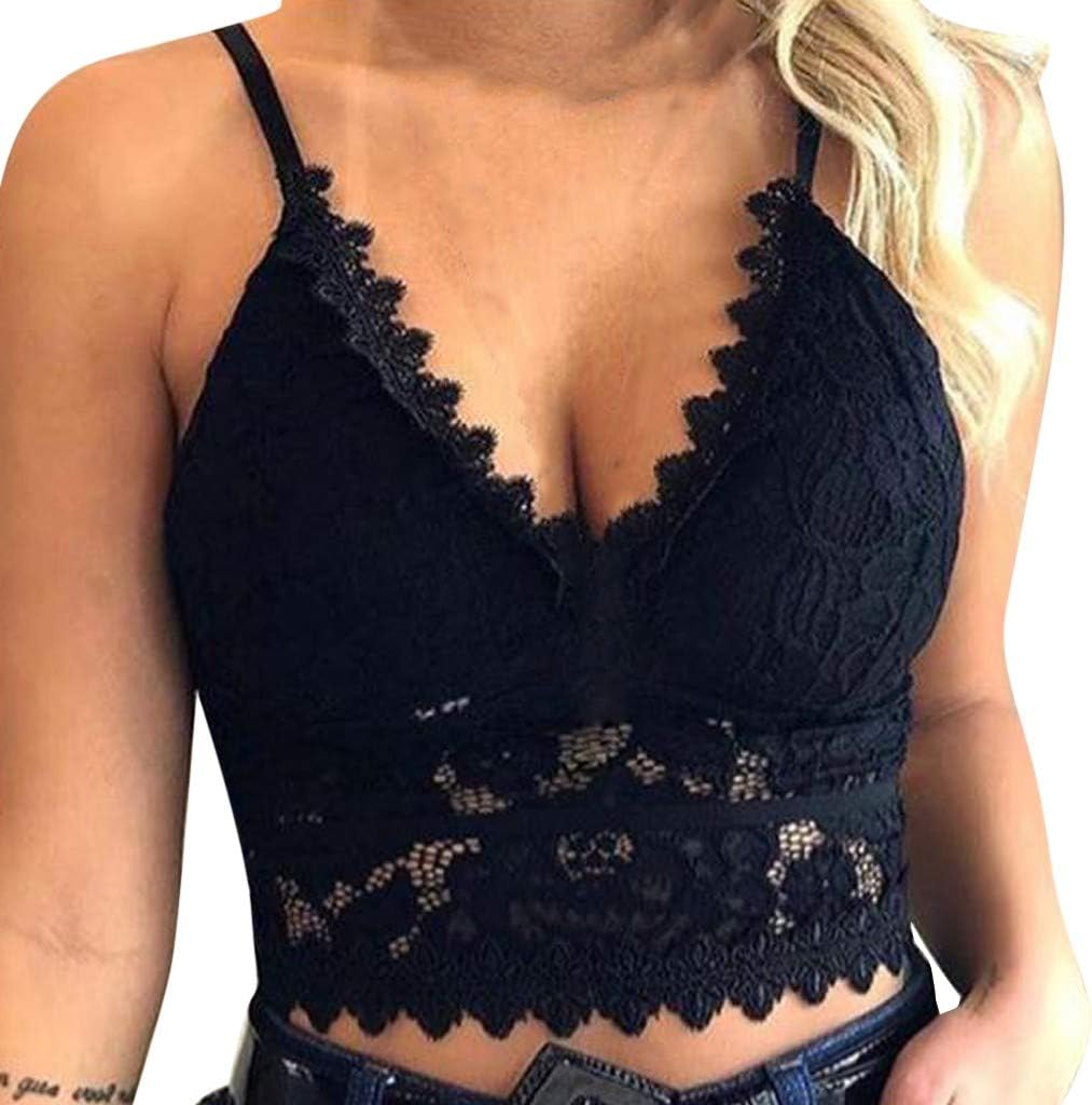 RQWEIN Women Plus Size Vest Crop Wireless Bra Lingerie Sexy V-Neck Underwear Camisole Sexy Bandage Lingerie