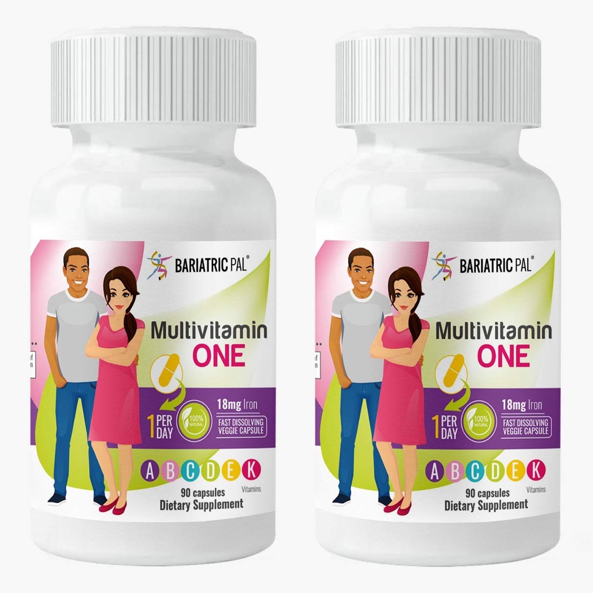BariatricPal Multivitamin ONE"1 per Day!" Bariatric Multivitamin Capsule with 18mg Iron (6-Month Sup