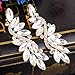 BriLove Women's Wedding Bridal Crystal Multi Marquise Filigree Flower Chandelier Clip-On Dangle Earrings Gold-Tone Clear