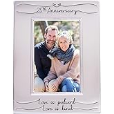 Haysom Interiors Beautiful Two Tone Silver Plated 25th Anniversary 4" x 6" Picture Frame with Black Velvet | Unique and Thoughtful Gift Idea by Happy Homewares