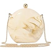 Ryxuzer Acrylic Clutch Purse For Women, Designer Handbags Wedding Guest Bag Round Shaped Evening Bag Shell Purse