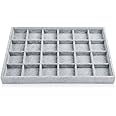 Oirlv 24 Grid Ice Velvet Jewelry Drawer Organizer Tray Stackable Jewelry Trays Removable Dividers for Rings Earring Storage Display
