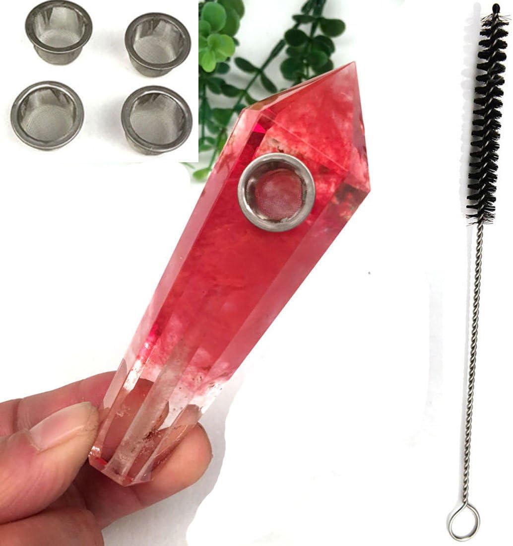 Red Crystal Stone Pipe, Red Point, Red Stone Pipe,Healing Point
