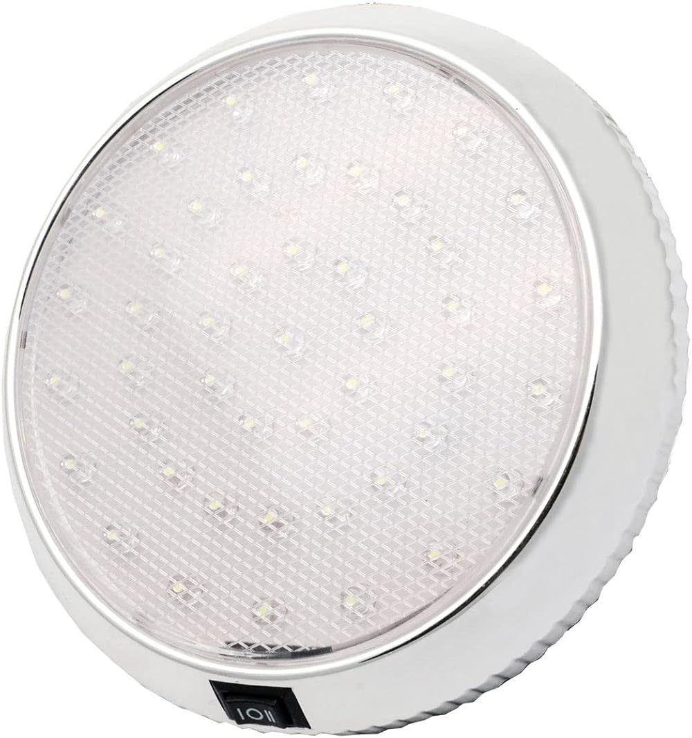 JUTTAUTO 12V RV Interior Light Ceiling LED with On/Off Switch Chrome Surface