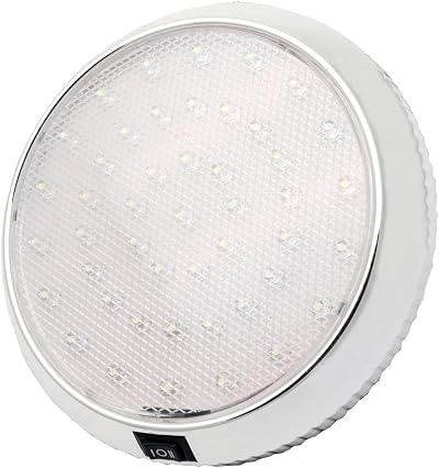 JUTTAUTO 12V RV Interior Light Ceiling LED with On/Off Switch Chrome Surface