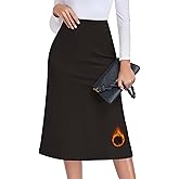 WOWENY Womens Warm Fleece Lined Long Skirts Elastic Waist Fall Winter Skirt