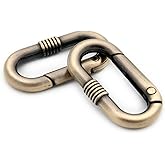 Carabiner Metal Spring Key Ring, 10 PCS Spring Keyring Buckle, Oval Ring for Bags,Purses (Brushed Brass)