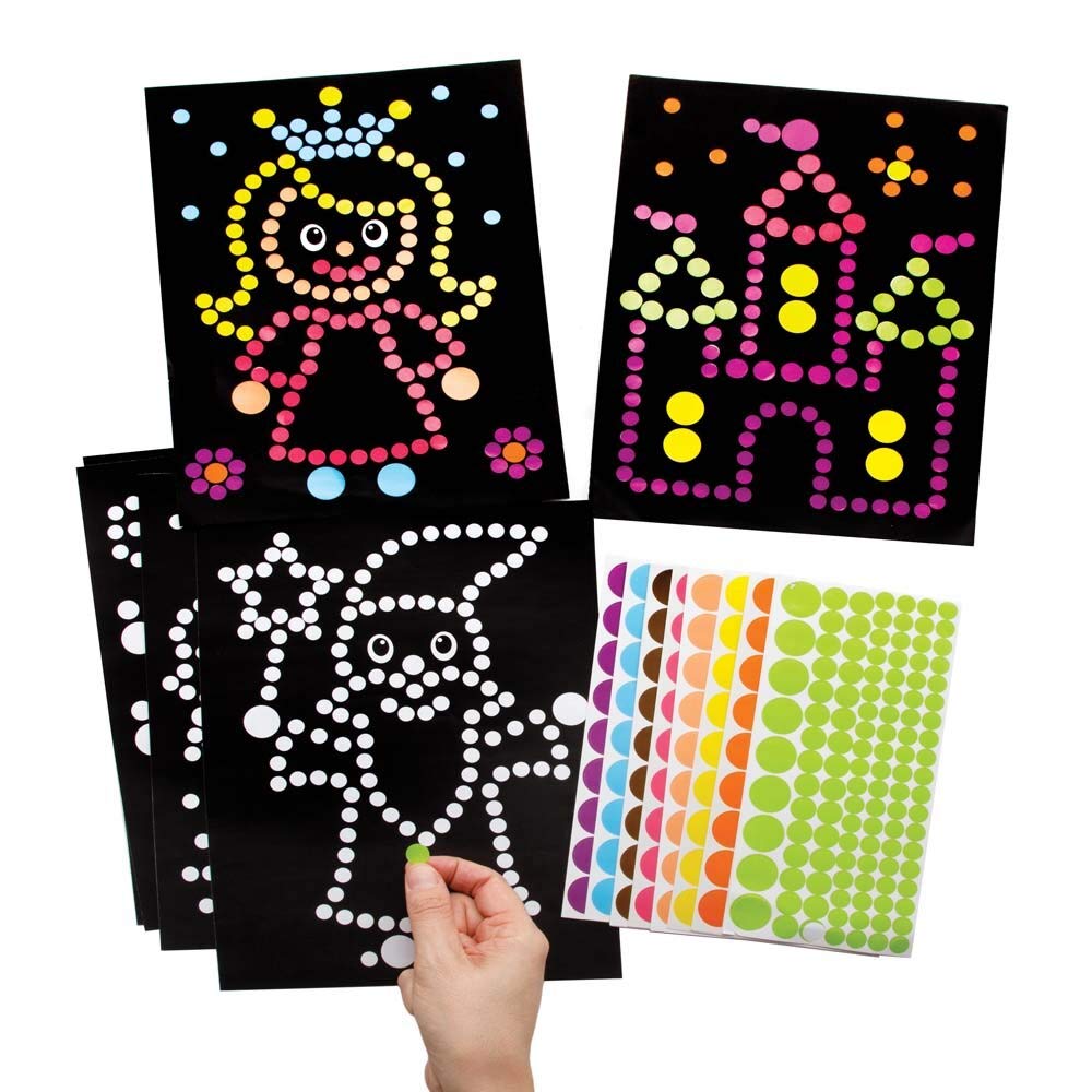 Baker Ross FE519 Fairy Tale Dotty Art - Pack of 8, No Mess Dotty Crafts for Kids to Decorate and Display for Arts and Crafts Activities