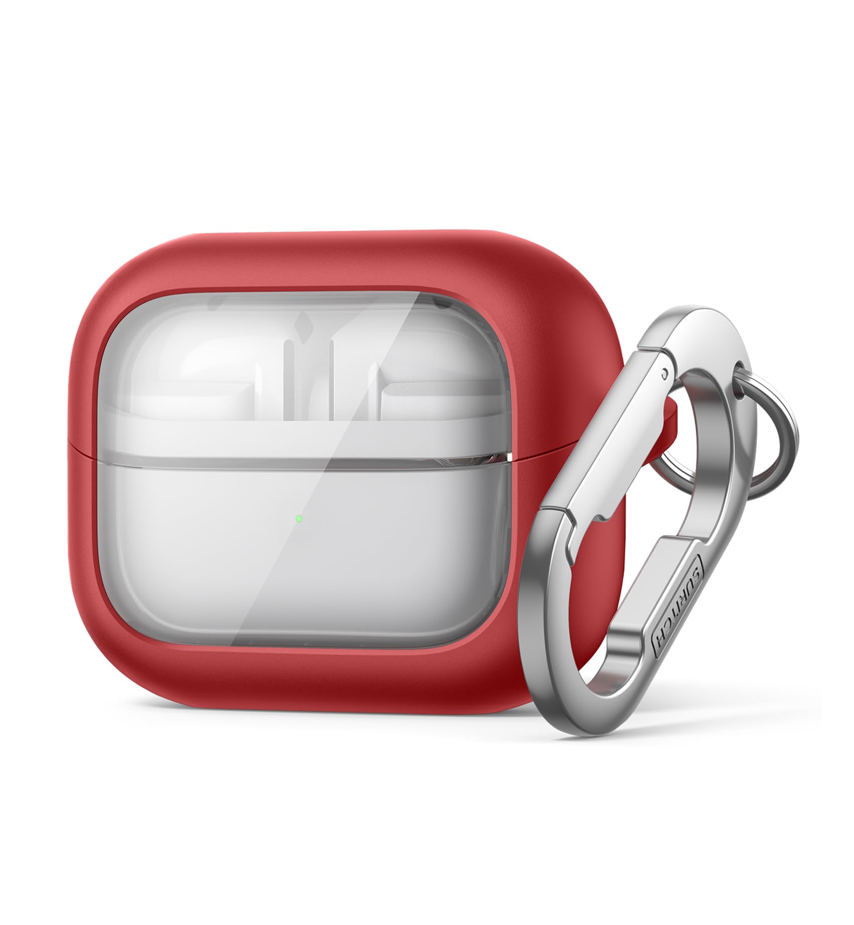 Photo 1 of SURITCH for Samsung Galaxy Buds 3 Pro (2024) / Buds 3 (2024) / Buds3 FE (2025) Case, Magnetic Bumper Cases, Rugged Shockproof Protective Covers with Carabiner & Cleaning Kit & Removal Tool, Red