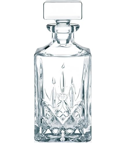 Decanter Quadrato In Vetro Per Whisky 750 Ml: Senza Piombo, Altezza 22,9 Cm, Barski, Made In Europe