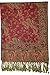Achillea Soft Silky Reversible Paisley Pashmina Shawl Wrap Scarf w/Fringes (Burgundy)