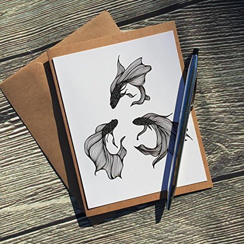 Betta Triquetra Original Ink Drawing Print - Kraft Note Card