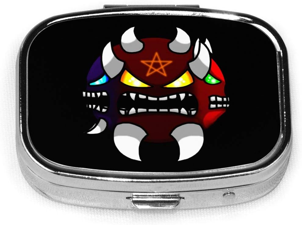 NOT Geometry Dash Square Pill Box Decorative Metal Medicine Vitamin Organizer Unique Storage Box