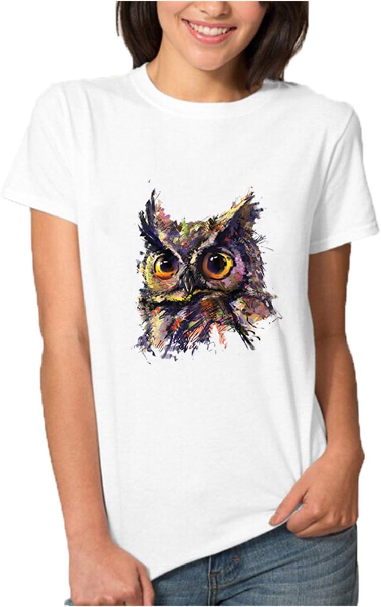 Heat Transfer Vinyl Patch Sticker, Sketch Oil Painting Colorful Horse Elephant Owl Iron Embroidery Applique Decoration DIY Patch for Clothes (#4, 2023cm)