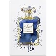 WEboL Fashion Gold Inky Navy Blue Perfume Bottle Decorative Painting Canvas Wall Art Picture Print Modern Family Bedroom Decor 16x24inch(40x60cm), style