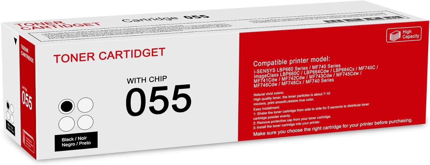 Photo 1 of 1 Pack 055 3016c001 Black Toner Cartridge: Compatible CRG-055 Replacement for Canon i-SENSYS LBP660 MF740 Series ImageClass LBP660C LBP664Cdw LBP664Cx MF740C MF741Cdw MF743Cdw MF746Cdw Series Printer