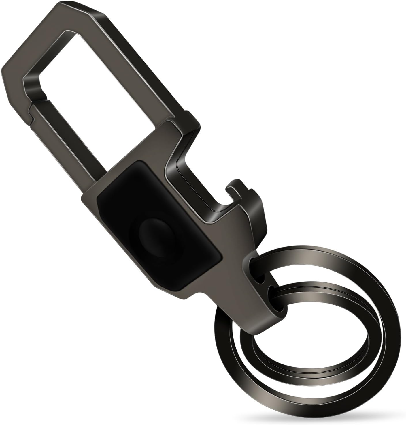 Idakey Zinc Alloy Key Chain with 2 Key Rings Include LED Light and Bottle Opener Function Car Business Keychain for Men and Women Black Nickel: Home Improvement