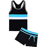Uhnice Girls Swimsuit Two Piece Tankini Swimwear with Boyshort