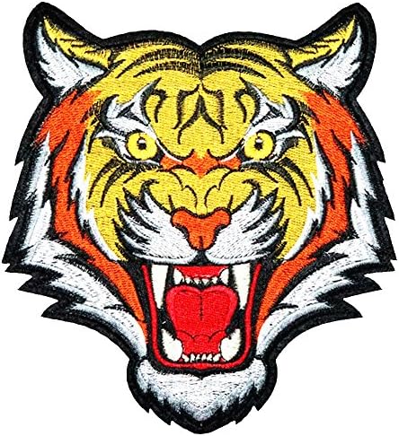 20x18 cm/8x7 inches Patches Pack Hand Iron On Sewing On Embroidered Patch Clothes Stickers Garment DIY Apparel Appliques Decal Sticker (Angry Tiger)