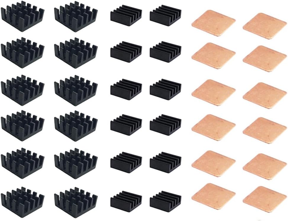 Yoolight Raspberry Pi Heatsink Kit Copper + Aluminum with 3M 8810 thermal conductive adhesive tape for cooling cooler Raspberry Pi 3, Pi 2, Pi Model B+ (36pcs)