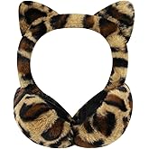 Caviotess Women's Leopard Faux Fur Ear Muffs Fluffy Winter Warm Ear Warmer with Cute Cat Ears