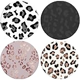 Universal Collapsible Phone Grip & Stand Holder - 360° Rotating Foldable Sticker Mount for iPhone Android Smartphones Tablets 4 Pack - White Black Pink Rose Gold Leopard
