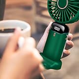 Jsdoin Hand Held Fan USB Rechargeable 5 Speeds with LED Display Green view 2