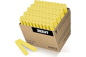 ZEZUT 100PCS Yellow Dustless Chalk, Standard Size Blackboard Chalkboard Chalks, Dustless, Non-Toxic, 100 Piece Bulk Pack, Value