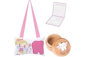 LAPEQQIOJEJ Tooth Fairy Pillow for Girls and Boys|Tooth Fairy Gifts|Tooth Fairy Tooth Holder|Tooth Fairy kit with Receipts&Pocket&Tooth Fairy Boxs