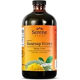 Serene Herbs Soursop Bitters Liquid with Soursop Leaves for Gut Cleanse, Detox &amp; Immune Boost with Black Seed, Moringa, Irish Moss, Ashwaganda, Turmeric, 16 Fl Oz (Pack of 1), Mango