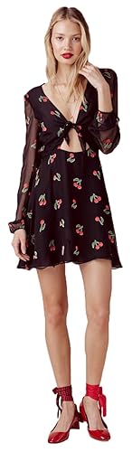 For Love Lemons Women's Cherry Twist Mini Dress, CHERRYBURNOUT