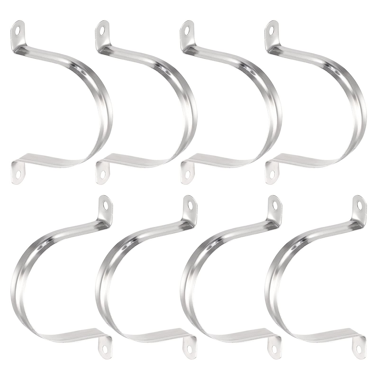 DTGN 18mm(W) Two Hole Strap - 8Pack - Good for Industrial 80mm Dia Pipe Fixing - 201 Stainless Steel Rigid Pipe Strap Clamp - Silver Tone