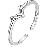 Bellitia Jewelry 925 Sterling Silver Fox Motif Open Adjustable Ring, Animal Ring Fashion Jewelry Gifts for Women Ladies