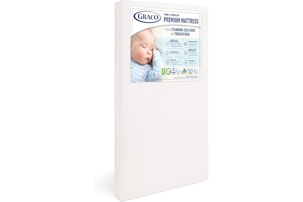 Graco Premium Foam Crib & Toddler Mattress – GREENGUARD Gold Certified, CertiPUR-US Certified Foam, Machine Washable, Water-R