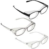 Qianyu 3 Pack Safety Glasses Nurses Goggles Anti Fog Protective Eyewear Square Clear Stylish Lab Goggles Scratch Side Shields Eyewear Light Eye Glasses for Women Men Adults Essentials