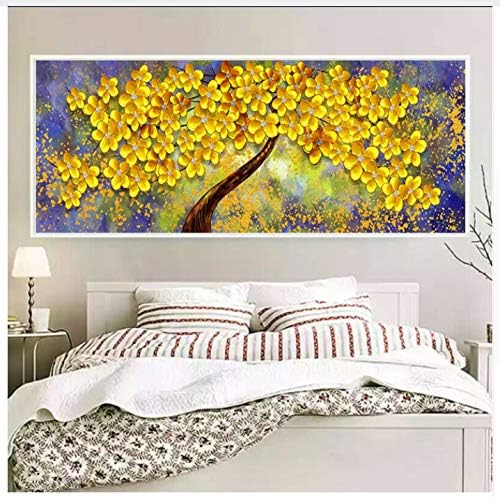 DIY 5D Diamond Embroidery Oil Painting Series Diamond Painting Cross Stitch Yellow Tree Rocking Money Tree Home Decor,150X60cm
