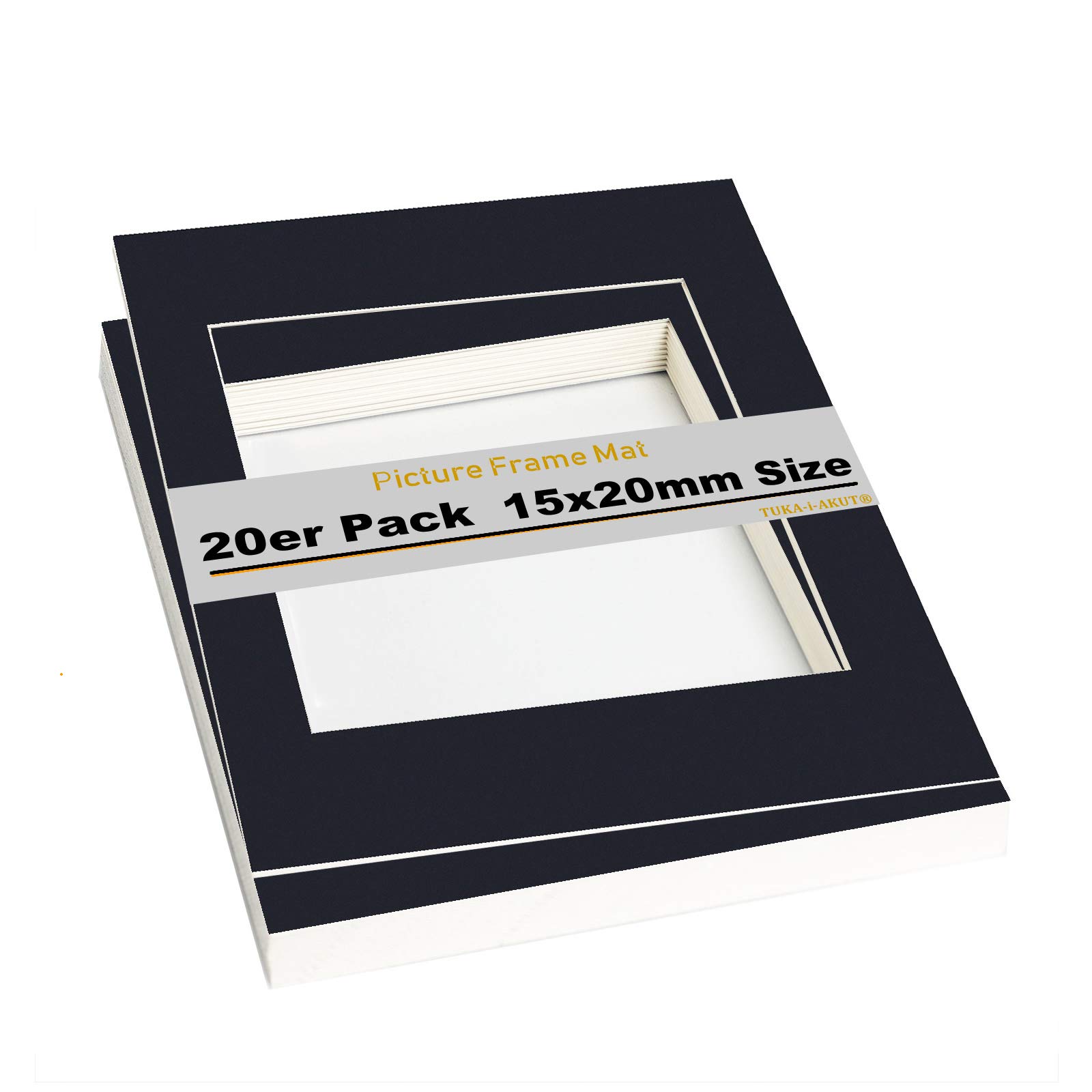 TUKA 20pcs 7.9x5.9 Frame Photo Mounts Picture Frame Mats for Frame Mounts Photo/Picture Mounts, Mounting Boards - Mount 10cm x 15cm (5.9" x 3.94") - Frame 15cm x 20cm - Black TKD9100-15x20-20x
