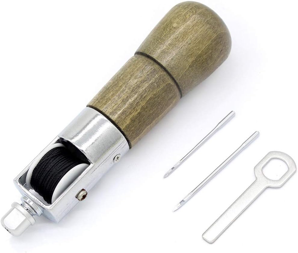 Awl 6 Color Waxed Thread with 3 Sizes Large Eye Sewing Needles Leather