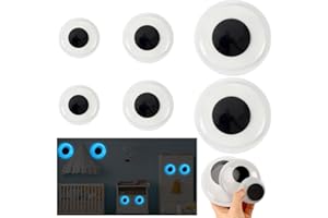 PETKNOWS 6 Pcs Giant Glow in The Dark Googly Wiggle Eyes, Self Adhesive Luminous Sparkle Googly Eyes for Craft Wiggle Eye Stickers Large Sticky Eyes Handicrafts DIY Making 3 Inches 4 Inches 6 Inches