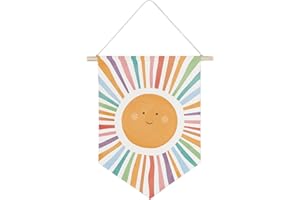 QODUNG Bohemia Sun Sunshine Canvas Banner,Canvas Hanging Pennant Wall Flag Decor for Home Nursery Kids Room