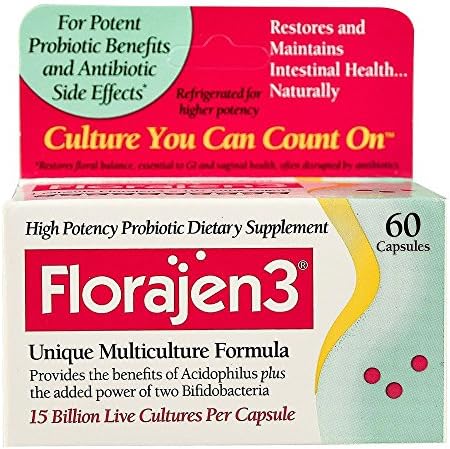 Florajen 3 Probiotic Capsules, Unique Multi Culture Formula - 60 Ea (pack of 4)