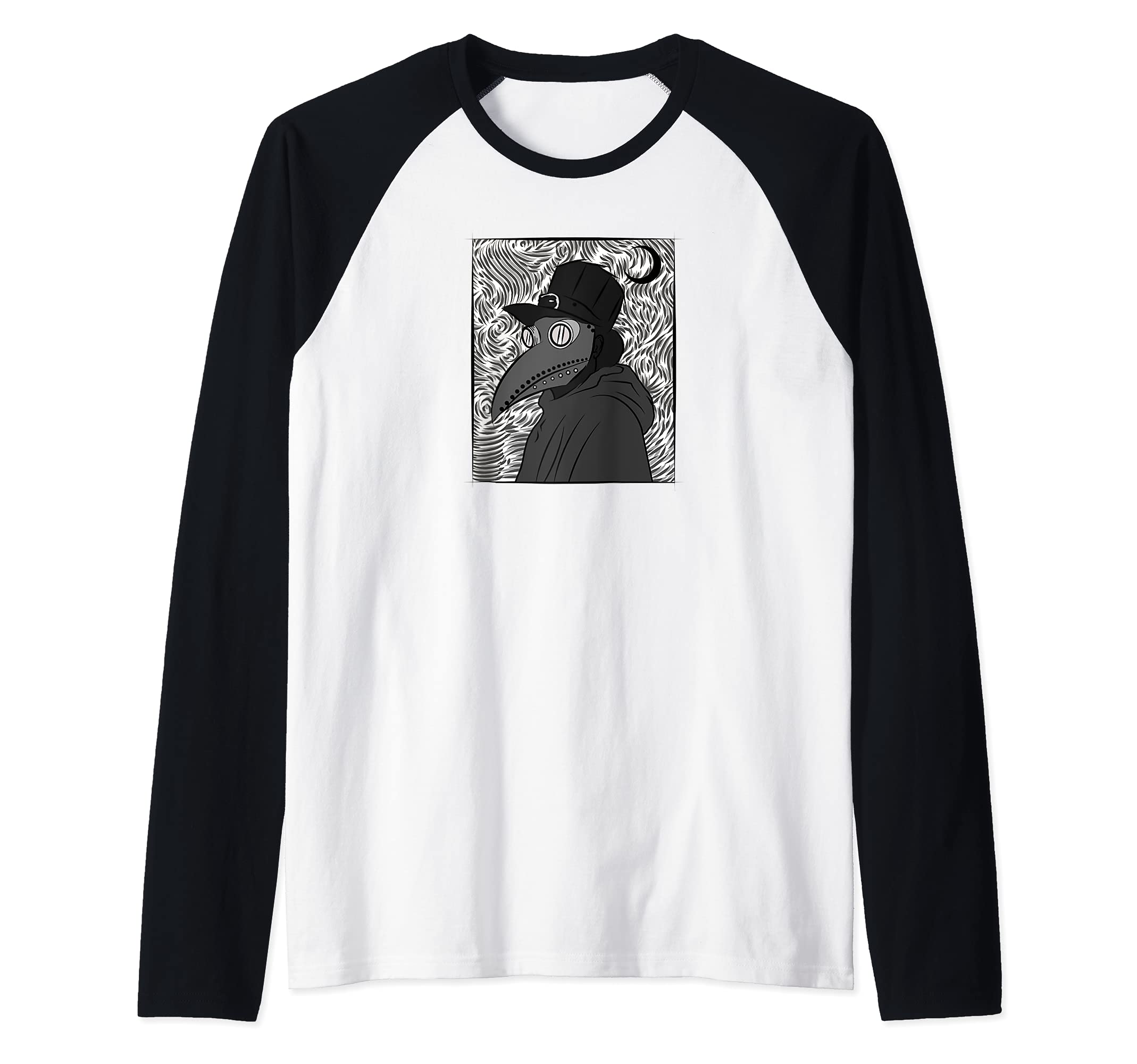 Plague doctor mask - Grunge Gothic Moon Occult gogh style Raglan Baseball Tee