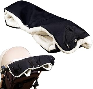 Kinderwagen Handwärmer, Speyang Kinderwagen Handschuhe Handmuff mit Fleece Innenseite, Kinderwagen Muff Handwärmer Wasserdicht, Winddicht, Universalgröße für Kinderwagen Buggy Winter(Schwarz)