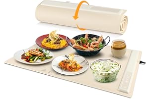 KINGMING Electric Warming Trays for Food, Foldable & Portable Warming Tray with Silicone Nano-Material, Full-Surface Heating Mat with Adjustable Temperature, Versatile Food Warmers for Buffets Potluck Party.