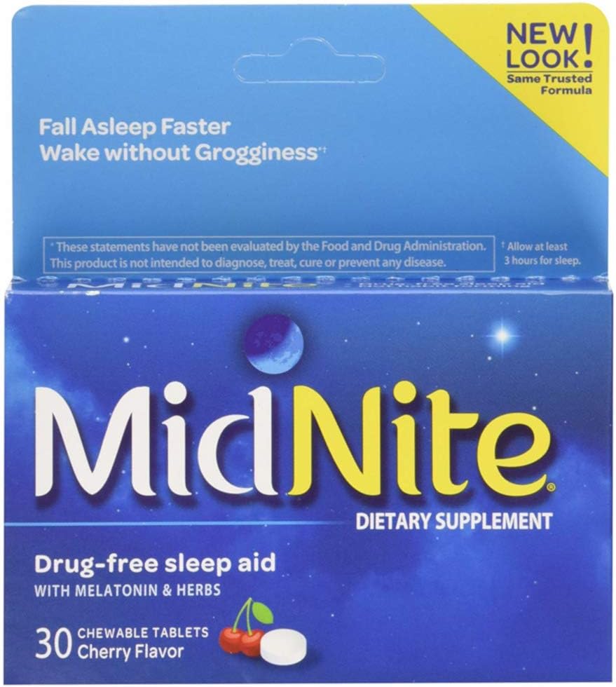MidNite Sleep Aid For Occasional Sleeplessness, 30 Chewable Cherry Tablets Each (Value Pack of 4): Health & Personal Care