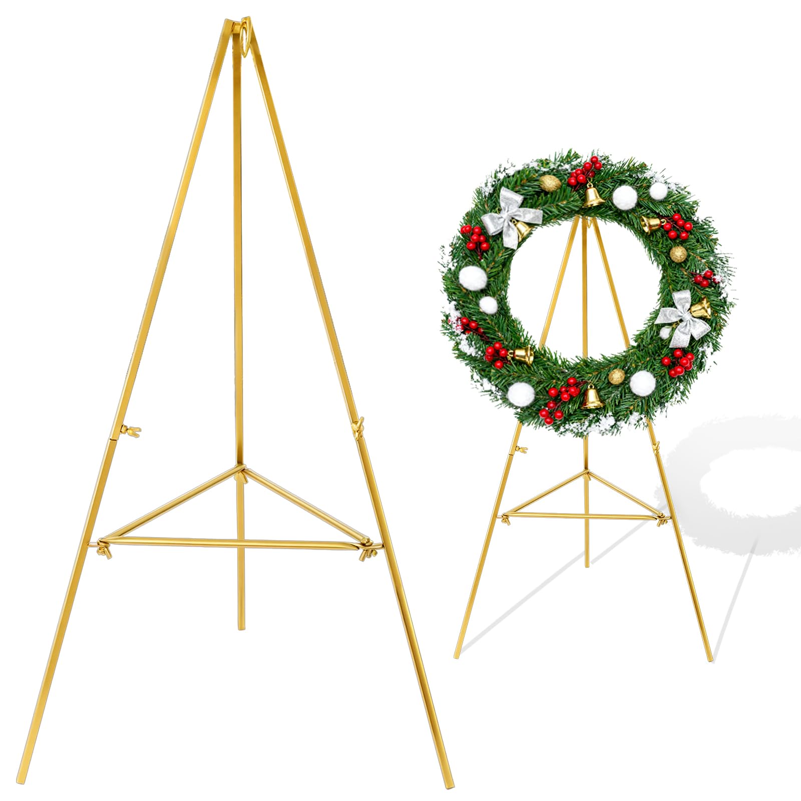 Photo 1 of 1 PCS Golden Christmas Metal Wreath Stand Holder - Detachable Wreath Holder for Cemetery, Wreath Easel for Wedding Flower Display Wreath Holder for Grave Gravestone Indoor,Outdoor Decorations