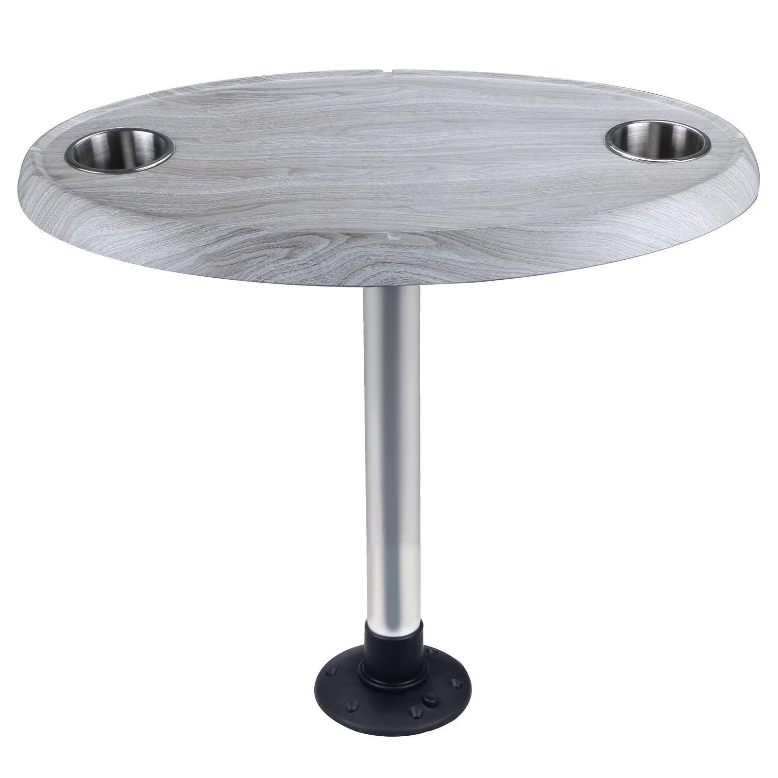 Photo 1 of Marine Thread - Lock Table Package - Oval - Boat Table Leg Set. Pontoon Boat Acc. Pedestal Table. Extra-Large Removable Table. Built-in Cup Holders (Silver Fringe)